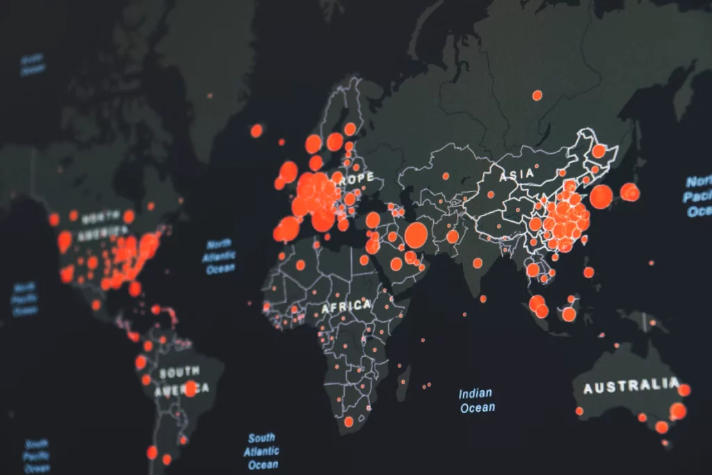 covid hot spot map of the world