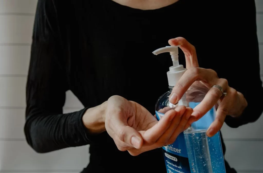 sanitizing hands